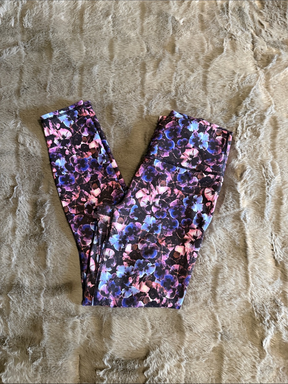 Fabletics Floral Print Leggings - Purple Pink Blue